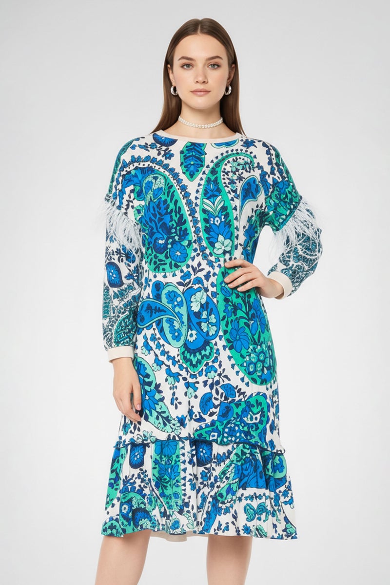 TWINSET Women Paisley Pattern Midi Dress, Multicolor - Image 2
